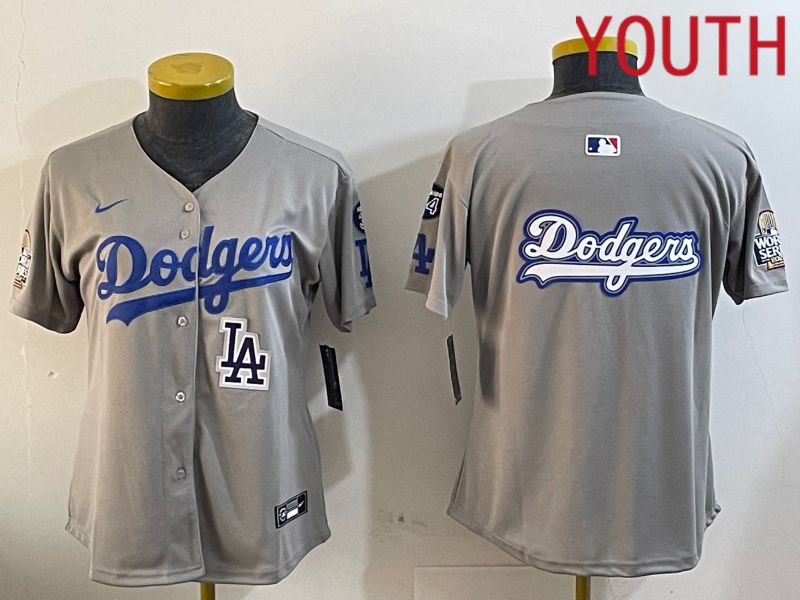 Youth Los Angeles Dodgers Blank Grey Game 2024 Nike MLB Jersey style 12054->youth mlb jersey->Youth Jersey